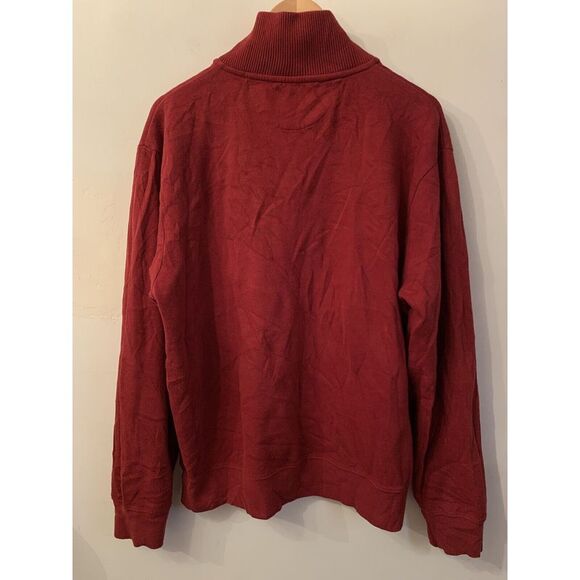 GANT 1/4 Zip Pullover Sweater Bright Red Cotton Size XL Leather Zip Mock Neck - Picture 4 of 11